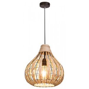 Pendul Zahara 1xE27 metal/ratan negru/natur Rabalux