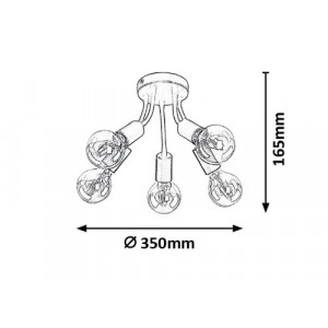 Plafoniera Almus 5xE27 metal negru Rabalux