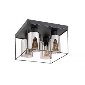 Plafoniera Chadwick 4xE27 metal/sticla negru/fumuriu Rabalux