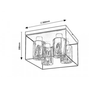 Plafoniera Chadwick 4xE27 metal/sticla negru/fumuriu Rabalux