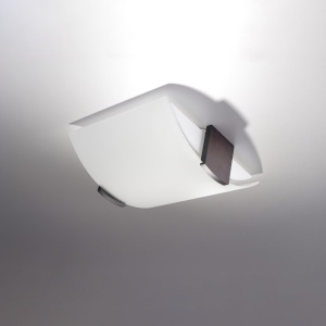 Plafoniera Emilio 2xE27 lemn/sticla wenge/alb rectangular - Img 2