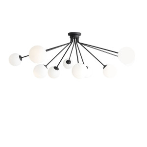 Plafoniera Holm 10xE14 metal/sticla negru Aldex