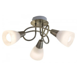 Plafoniera Jenna 3xE14 metal/sticla bronz antichizat/alb Rabalux