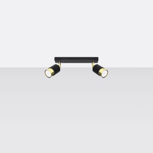 Plafoniera Nero 2xGU10 metal negru/auriu tubular - Img 2