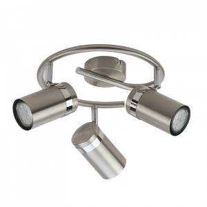 Spot bara Palmoni 3xGU10 rotund metal nichel satinat/crom Italux