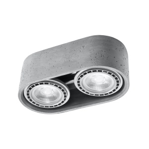 Spot Basic 2xGU10 ciment gri rotund