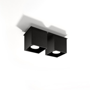 Spot Quad 2xGU10 metal negru patrat - Img 2