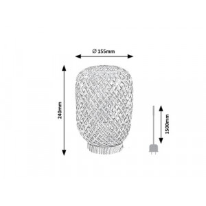 Veioza Alinafe 1xE14 metal/lemn/ratan negru/natur Rabalux