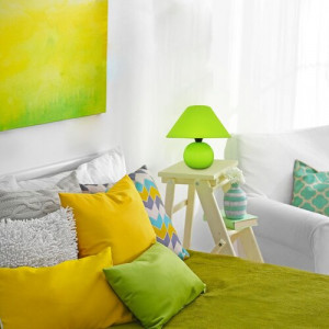 Veioza Ariel 1xE14 ceramica/textil verde Rabalux