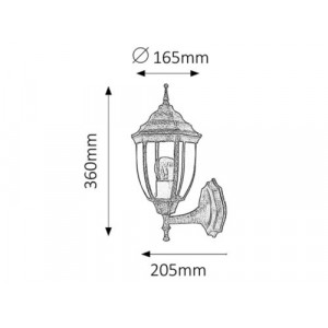Aplica exterior Nizza 1xE27 metal/sticla auriu antichizat Rabalux
