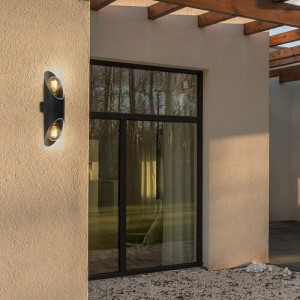 Aplica exterior Novigrad 2xE27 metal/acril negru Rabalux