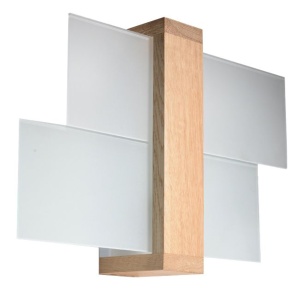 Aplica Feniks 1xE27 lemn/sticla natural wood rectangular