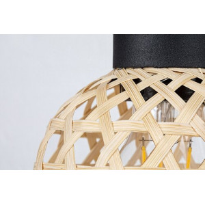 Aplica Rattan 1xE27 metal/lemn/ratan negru/natur Rabalux