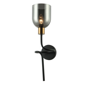 Aplica Servio 1xE14 metal/sticla negru/fumuriu Italux
