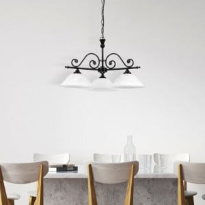 Candelabru Dorothea 3xE27 metal/sticla negru/alb Rabalux