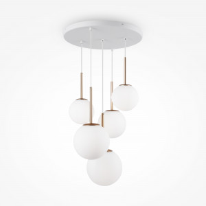 Lustra Basic form 5xE14 metal/sticla auriu/alb Maytoni MOD321PL-05G