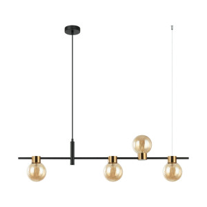 Lustra Bletter 4xG9 metal/sticla negru/chihlimbar Italux