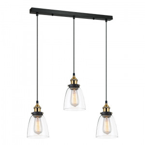 Lustra Francis 3xE27 metal/sticla negru/auriu Italux
