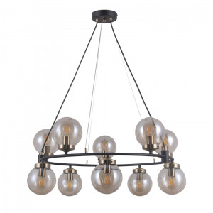 Lustra Galvez 10xE14 metal/sticla negru mat/bronz antichizat Italux