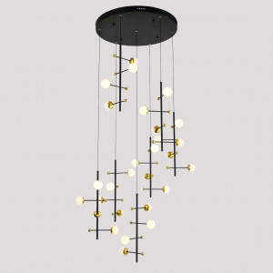 Lustra Helmond LED 89W 4538 lumeni metal/sticla negru/auriu Italux