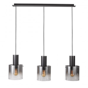 Lustra Javier 3xE27 metal/sticla negru/fumuriu Italux