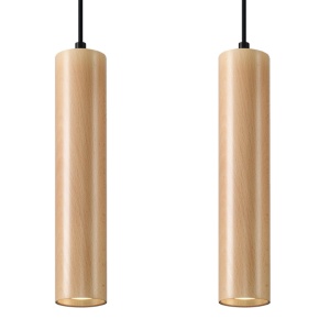 Lustra Lino 2xGU10 lemn natural wood tubular
