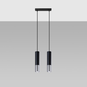 Lustra Loopez 2xGU10 metal negru/crom tubular - Img 2