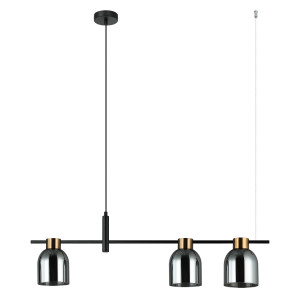 Lustra Servio 3xE14 metal/sticla negru/fumuriu Italux