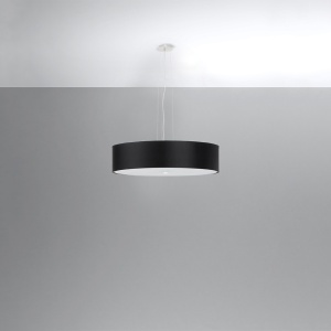 Lustra Skala 50 5xE27 textil/sticla/metal negru - Img 2