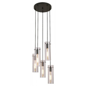 Pendul Acantha 5xE27 metal/sticla negru Rabalux