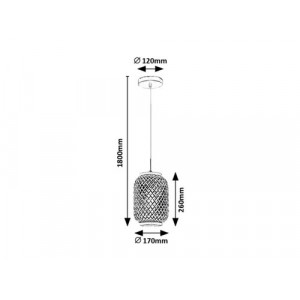 Pendul Adalla 1xE27 metal/ratan negru/multicolor Rabalux