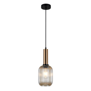 Pendul Antiola S 1xE27 metal/sticla alama/amber Italux