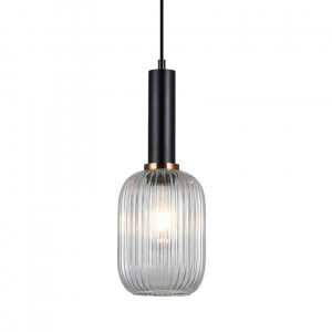 Pendul Antiola S 1xE27 metal/sticla negru/transparent Italux
