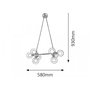 Pendul Briella 8xG9 metal/sticla crom/alb Rabalux