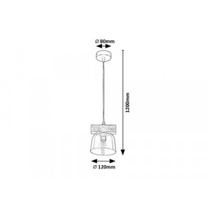 Pendul Cardamom 1xE14 metal/lemn/sticla gri/fumuriu Rabalux