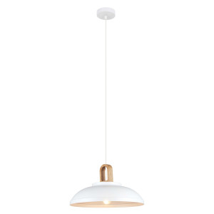 Pendul Danito L 1xE27 metal/lemn alb Italux