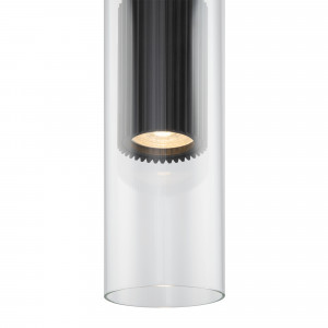 Pendul Dynamics 1xGU10 metal/sticla negru/transparent Maytoni
