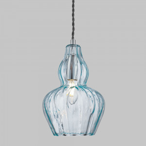 Pendul Eustoma 1xE14 metal/sticla nichel/albastru Maytoni