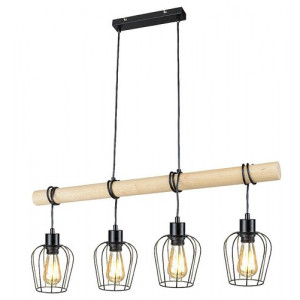 Pendul Fabian 4xE27 metal/lemn negru Rabalux