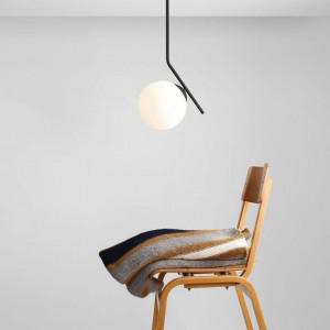 Pendul Luna 1xE27 metal/sticla negru/alb Aldex