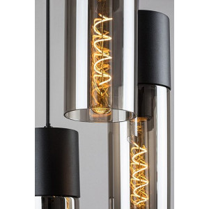 Pendul Ronno 4xE27 metal/sticla negru/fumuriu Rabalux
