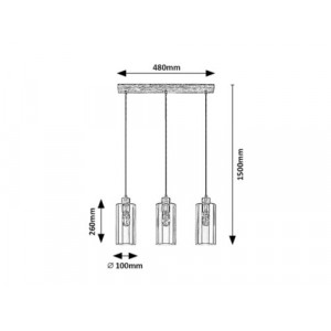 Pendul Tanno 3xE27 metal/sticla stejar/fumuriu Rabalux