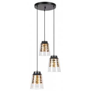 Pendul Zenaida 3xE27 metal/sticla negru/transparent Rabalux