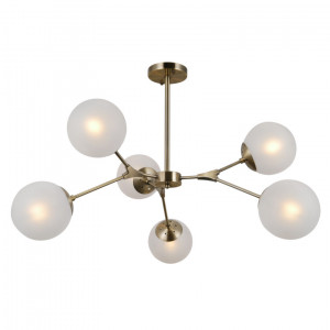 Plafoniera Annes 6xE14 metal/sticla bronz antichizat/alb Italux
