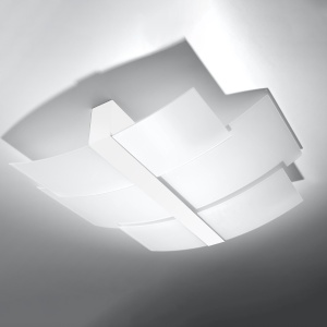 Plafoniera Celia 3xE27 metal/sticla alb rectangular - Img 2