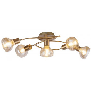 Plafoniera Holly 5xE14 metal/sticla auriu/amber Rabalux