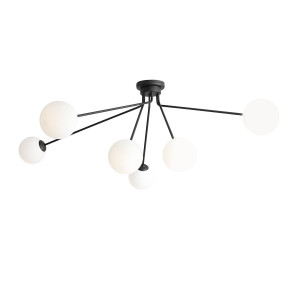 Plafoniera Holm 6xE14 metal/sticla negru Aldex
