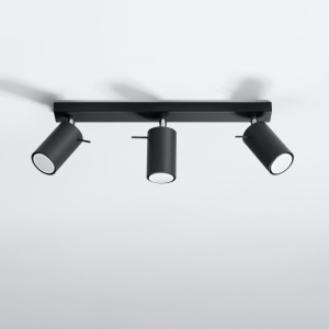 Plafoniera Ring 3xGU10 metal negru tubular - Img 2