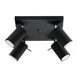 Plafoniera Ring 4xGU10 metal negru tubular