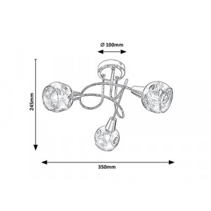 Plafoniera Tamara 3xE14 metal/sticla crom/fumuriu Rabalux